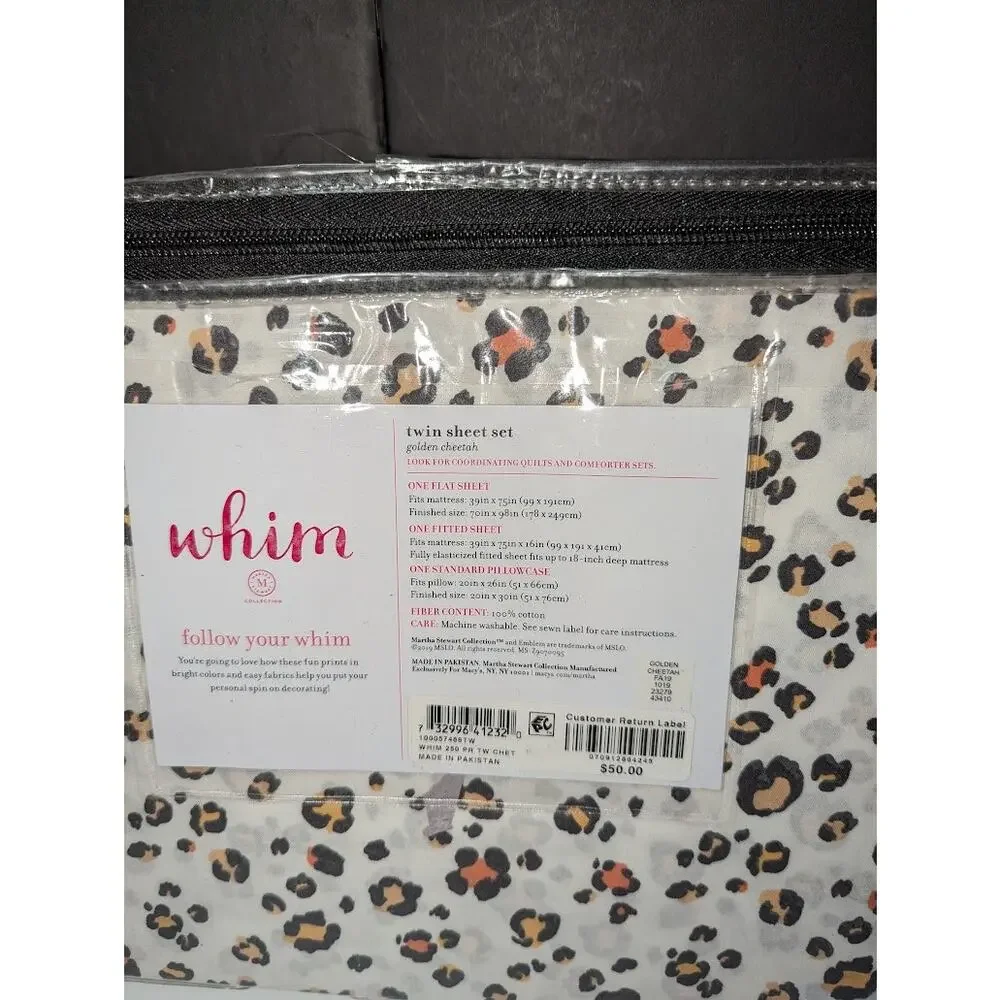 Martha Stewart Collection Whim by Martha Stewart Sheet Set Cheetah Twin NEW